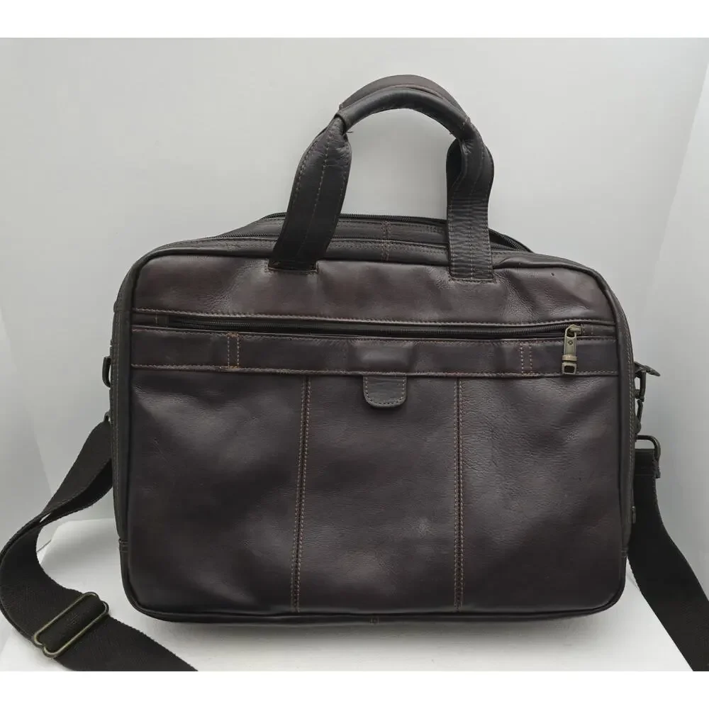 Samsonite Brown/Black Leather Laptop Business Case Briefcase Case Bag